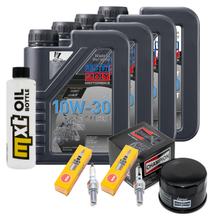 Pacchetto di ispezione 4L 10W-30 + filtro olio + 2x candela per Yamaha XP T-Max 500 ccm Anno 2000 - 2004