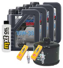 Pacchetto di ispezione 4L 10W-30 + filtro olio + 2x candela per Yamaha XP T-Max 500 ccm Anno 2000 - 2004