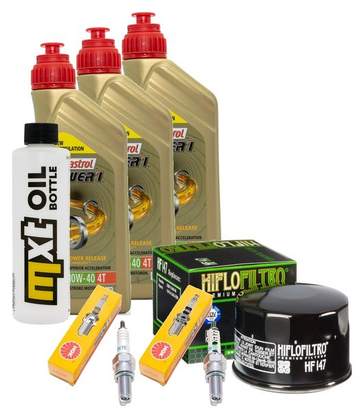 Kit d'inspection 3L 10W-40 + filtre à huile + 2 bougies pour Yamaha XP T-Max 500 ccm Année 2008