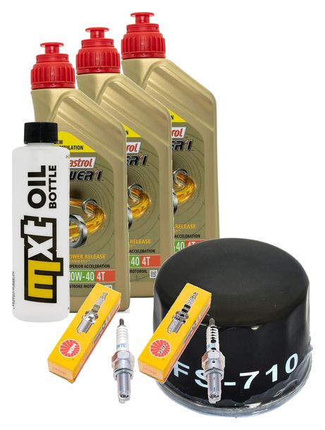 Kit d'inspection 3L 10W-40 + filtre à huile + 2 bougies pour Yamaha XP T-Max 500 ccm Année 2008