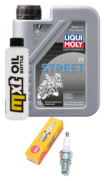 Inspektionspaket 1L 2-Takt-Öl + 1x Zündkerze für Aprilia RS4 50 ccm Bj. 2011