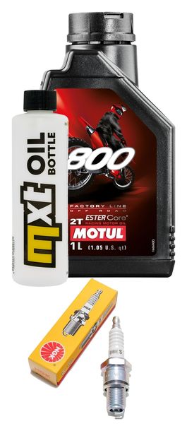 Inspectiepakket 1L 2-Takt-Olie + 1x bougie voor Derbi GPR Racing 50 cc bouwjaar 2010