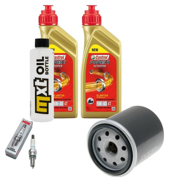 Inspektionspaket 2L 5W-40 + Ölfilter + 1x Zündkerze für Piaggio X8 250 ccm