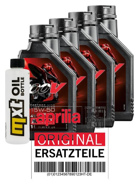 Inspektionspaket 4L 15W-50 + Ölfilter + 2x Zündkerze für Aprilia RSV Tuono R 1000 ccm Bj. 2008