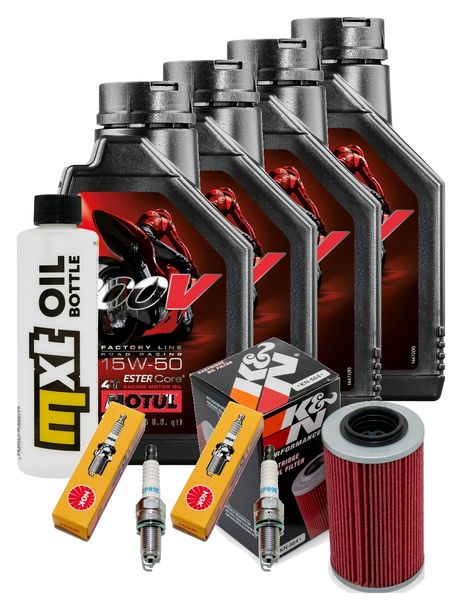 Paquete de inspección 4L 15W-50 + filtro de aceite + 2 bujías para Aprilia RSV Tuono R 1000 ccm Año 2008