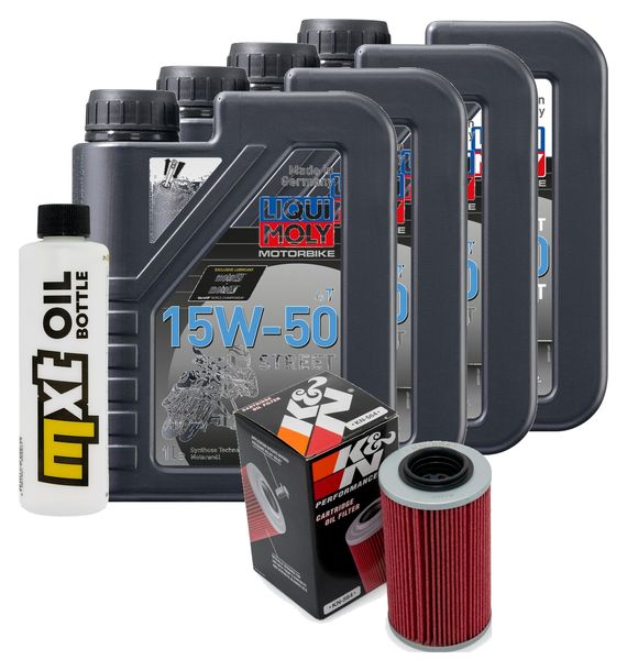 Inspektionspaket 4L 15W-50 + Ölfilter + 2x Zündkerze für Aprilia RSV Tuono R 1000 ccm Bj. 2008