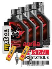 Inspektionspaket 4L 15W-50 + Ölfilter + 2x Zündkerze für Aprilia RSV Tuono R 1000 ccm Bj. 2008