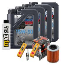 Inspection package 4L 15W-50 + oil filter + 2x spark plug for Aprilia RSV Tuono R 1000 ccm Year 2008