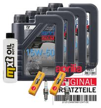 Inspection package 4L 15W-50 + oil filter + 2x spark plug for Aprilia RSV Tuono R 1000 ccm Year 2008