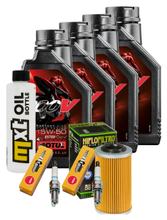 Inspektionspaket 4L 15W-50 + Ölfilter + 2x Zündkerze für Aprilia RSV Tuono R 1000 ccm Bj. 2008