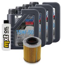 Paquete de inspección 4L 15W-50 + filtro de aceite + 2 bujías para Aprilia RSV Tuono R 1000 ccm Año 2008