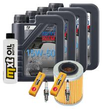 Paquete de inspección 4L 15W-50 + filtro de aceite + 2 bujías para Aprilia RSV Tuono R 1000 ccm Año 2008