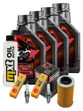 Inspektionspaket 4L 15W-50 + Ölfilter + 2x Zündkerze für Aprilia RSV Tuono R 1000 ccm Bj. 2008