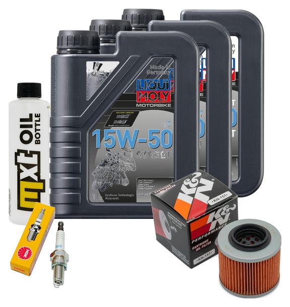 Inspektionspaket 3L 15W-50 + Ölfilter + 1x Zündkerze für BMW F GS Dakar 650 ccm Bj. 2004 - 2007
