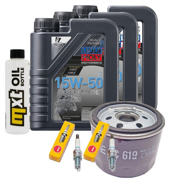 Inspektionspaket 3L 15W-50 + Ölfilter + 2x Zündkerze für BMW F R 800 ccm Bj. 2009 - 2014