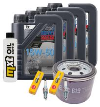 Pacchetto di ispezione 4L 15W-50 + filtro olio + 2x candela per BMW F R 800 ccm Anno 2015