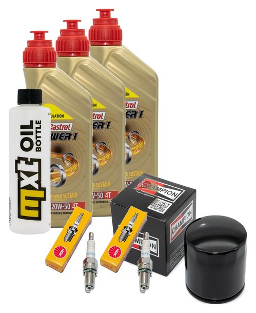 Inspektionspaket 3L 20W-50 + Ölfilter + 2x Zündkerze für Harley Davidson FXDB Dyna Street Bob 1585 ccm Bj. 2007