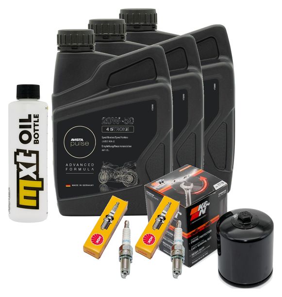 Inspektionspaket 3L 20W-50 + Ölfilter + 2x Zündkerze für Harley Davidson FXDB Dyna Street Bob 1585 ccm Bj. 2007
