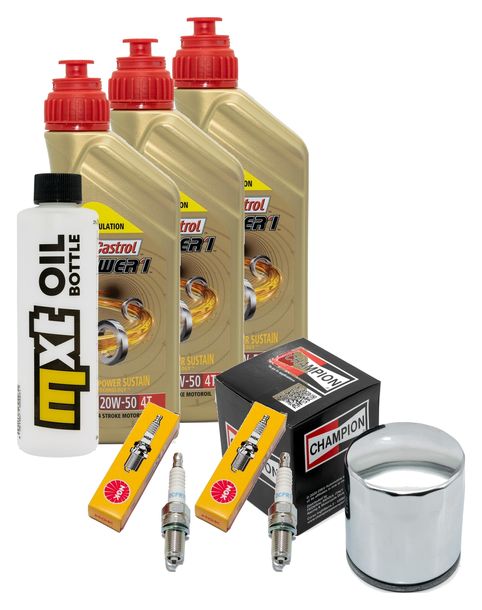 Inspektionspaket 3L 20W-50 + Ölfilter + 2x Zündkerze für Harley Davidson XL Forty-Eight 1200 ccm Bj. 2014