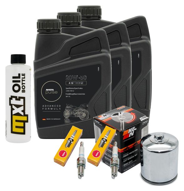 Inspektionspaket 3L 20W-50 + Ölfilter + 2x Zündkerze für Harley Davidson XL L Super Low XL1200X Sportster Forty Eight 883 / 1203 ccm Bj. 2007 - 2017