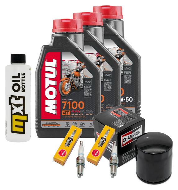 Inspektionspaket 3L 20W-50 + Ölfilter + 2x Zündkerze für Harley Davidson XL N Iron 883 ccm Bj. 2010