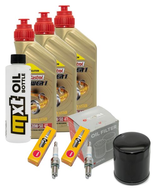 Inspektionspaket 3L 20W-50 + Ölfilter + 2x Zündkerze für Harley Davidson XL N Iron 883 ccm Bj. 2010