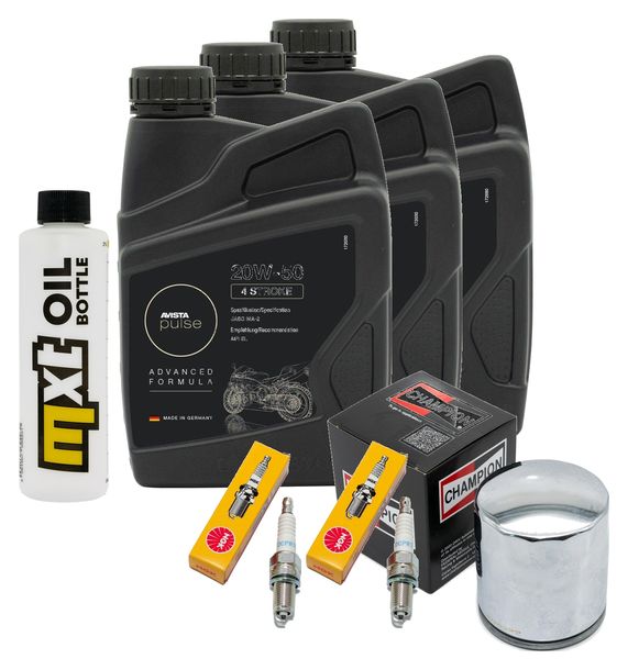 Inspektionspaket 3L 20W-50 + Ölfilter + 2x Zündkerze für Harley Davidson FXDF Dyna Fat Bob FXDWGI EFI Wide Glide FXDB Street 1584 / 1585 ccm Bj. 2010 - 2013