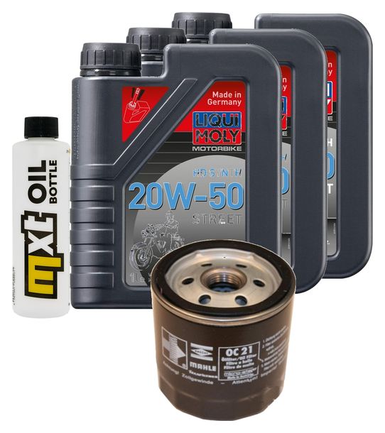 Inspektionspaket 3L 20W-50 + Ölfilter + 2x Zündkerze für Harley Davidson XL L Super Low Sportster 883 ccm Bj. 2004 - 2015