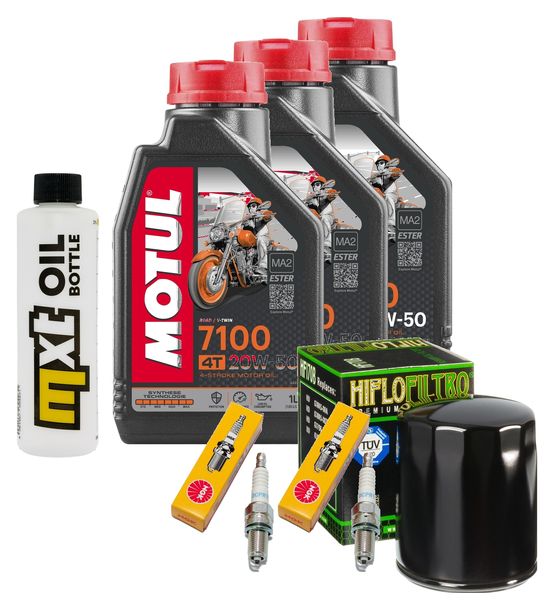 Inspektionspaket 3L 20W-50 + Ölfilter + 2x Zündkerze für Harley Davidson XL N Iron 883 ccm Bj. 2011