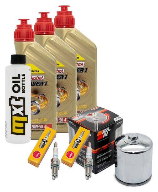 Inspektionspaket 3L 20W-50 + Ölfilter + 2x Zündkerze für Harley Davidson XL Sportster XLX 1203 Forty Eight 883 / 1200 ccm Bj. 2007 - 2014