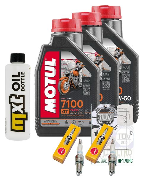 Inspektionspaket 3L 20W-50 + Ölfilter + 2x Zündkerze für Harley Davidson XL Sportster XLX 1203 Forty Eight 883 / 1200 ccm Bj. 2007 - 2014