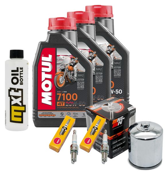 Inspektionspaket 3L 20W-50 + Ölfilter + 2x Zündkerze für Harley Davidson XL Sportster XLX 1203 Forty Eight 883 / 1200 ccm Bj. 2007 - 2014