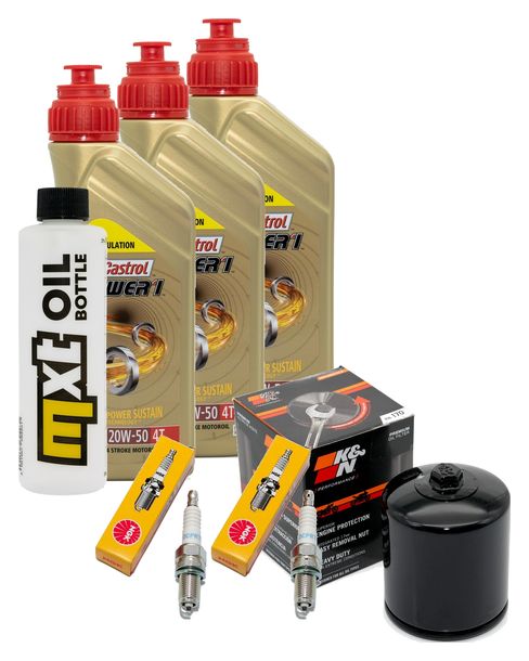 Inspektionspaket 3L 20W-50 + Ölfilter + 2x Zündkerze für Harley Davidson XL Sportster XLX 1203 Forty Eight 883 / 1200 ccm Bj. 2007 - 2014