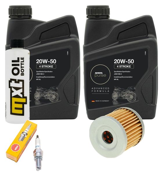 Inspektionspaket 2L 20W-50 + Ölfilter + 1x Zündkerze für Suzuki AN Burgman 400 ccm Bj. 2006