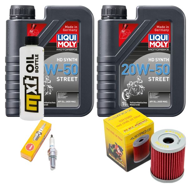 Inspektionspaket 2L 20W-50 + Ölfilter + 1x Zündkerze für Suzuki AN Burgman 400 ccm Bj. 2006