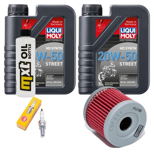 Inspektionspaket 2L 20W-50 + Ölfilter + 1x Zündkerze für Suzuki AN Burgman 400 ccm Bj. 2006
