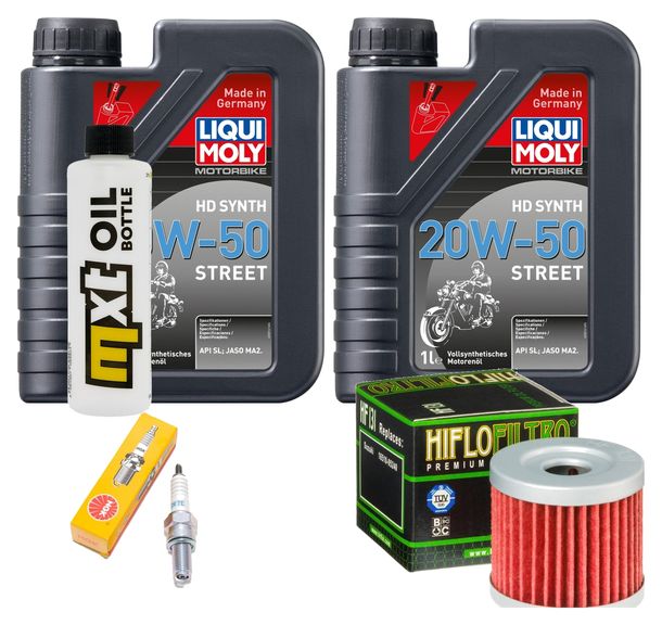 Inspektionspaket 2L 20W-50 + Ölfilter + 1x Zündkerze für Suzuki AN Burgman 400 ccm Bj. 2006