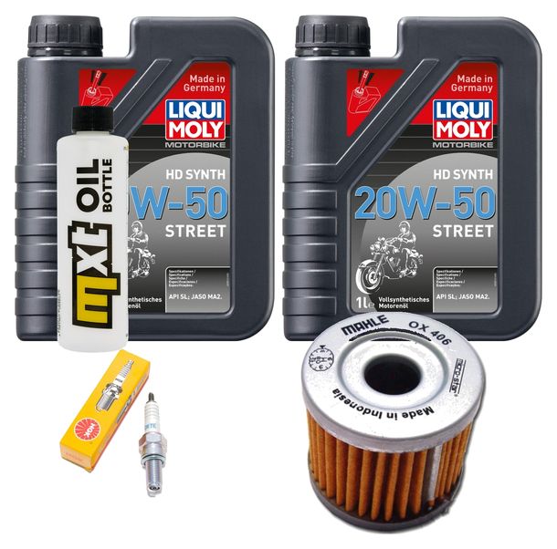 Inspektionspaket 2L 20W-50 + Ölfilter + 1x Zündkerze für Suzuki AN Burgman 400 ccm Bj. 2006