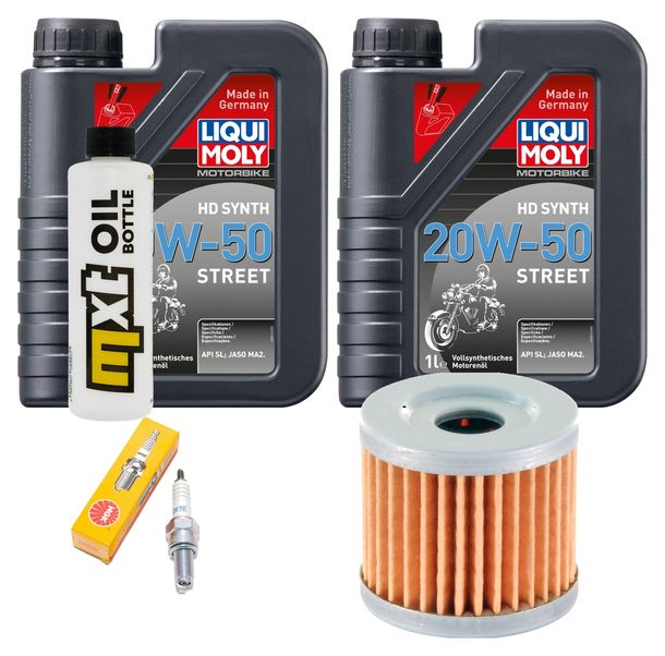 Inspektionspaket 2L 20W-50 + Ölfilter + 1x Zündkerze für Suzuki AN Burgman 400 ccm Bj. 2006