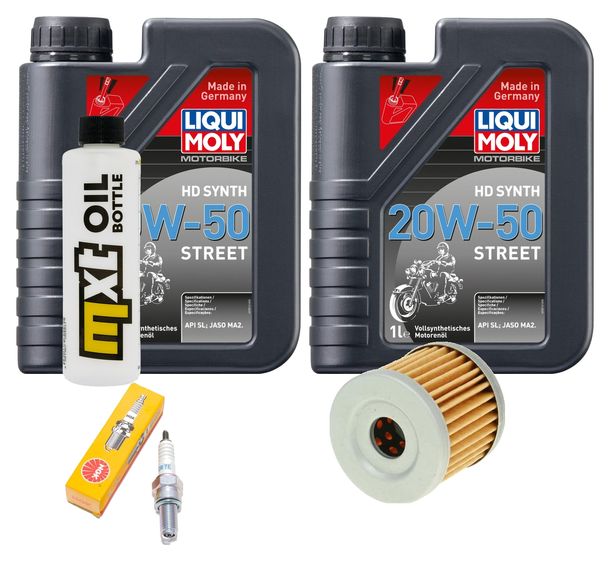 Inspektionspaket 2L 20W-50 + Ölfilter + 1x Zündkerze für Suzuki AN Burgman 400 ccm Bj. 2006