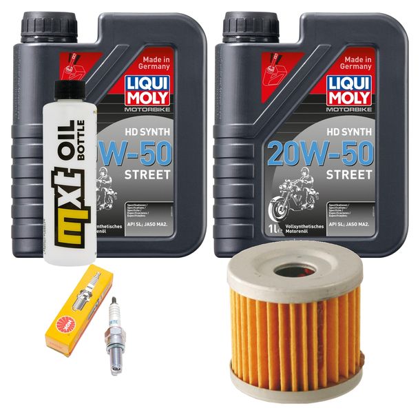 Inspektionspaket 2L 20W-50 + Ölfilter + 1x Zündkerze für Suzuki AN Burgman 400 ccm Bj. 2006