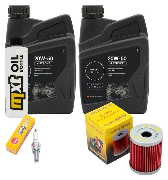 Inspektionspaket 2L 20W-50 + Ölfilter + 1x Zündkerze für Suzuki AN Burgman 400 ccm Bj. 2006