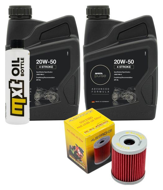 Pacchetto di ispezione 2L 20W-50 + filtro olio + 1x candela per Suzuki AN Burgman 400 ccm Anno 2006