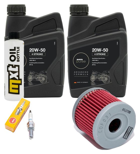 Inspektionspaket 2L 20W-50 + Ölfilter + 1x Zündkerze für Suzuki AN Burgman 400 ccm Bj. 2006
