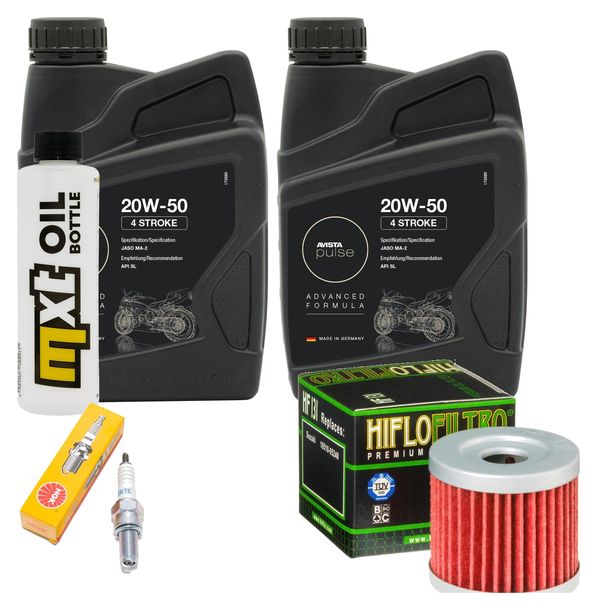Inspektionspaket 2L 20W-50 + Ölfilter + 1x Zündkerze für Suzuki AN Burgman 400 ccm Bj. 2006