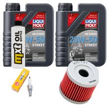 Kit d'inspection 2L 20W-50 + filtre à huile + 1x bougie pour Suzuki AN Burgman 400 ccm Année 2006