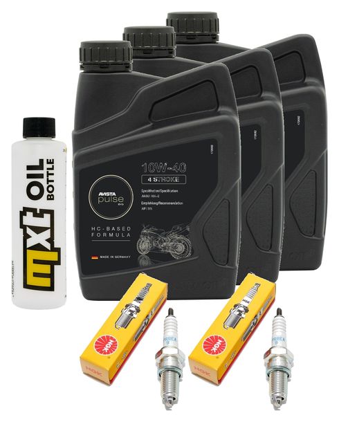 Inspektionspaket 3L 10W-40 + Ölfilter + 2x Zündkerze für Honda XRV Africa Twin 750 ccm Bj. 2000