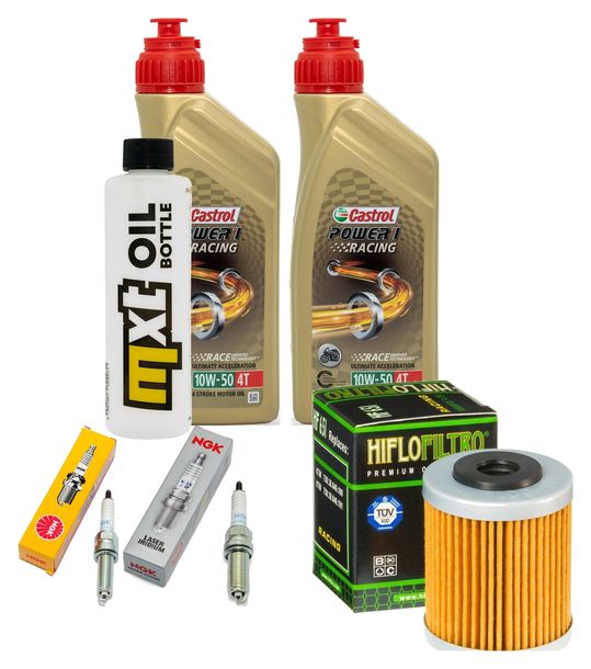 Inspektionspaket 2L 10W-50 + Ölfilter + 2x Zündkerze für Husqvarna Supermoto 701 ccm Bj. 2015