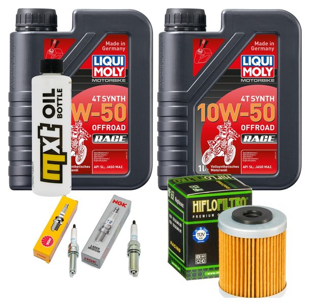 Inspektionspaket 2L 10W-50 + Ölfilter + 2x Zündkerze für Husqvarna Supermoto 701 ccm Bj. 2015