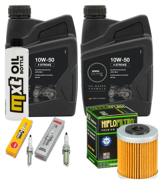 Inspektionspaket 2L 10W-50 + Ölfilter + 2x Zündkerze für Husqvarna Supermoto 701 ccm Bj. 2015